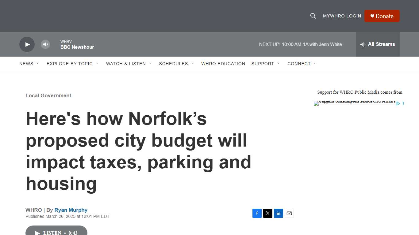 Here's how Norfolk’s proposed city budget will impact taxes, parking and housing